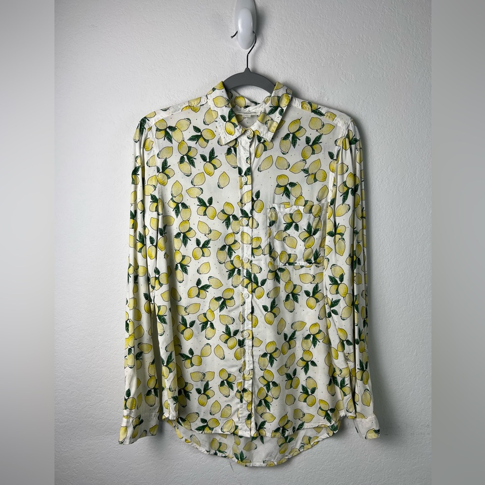 Beachlunchlounge Lemon Button Down Shirt Summer Vacation Beach Resort BBQ - Picture 2 of 11